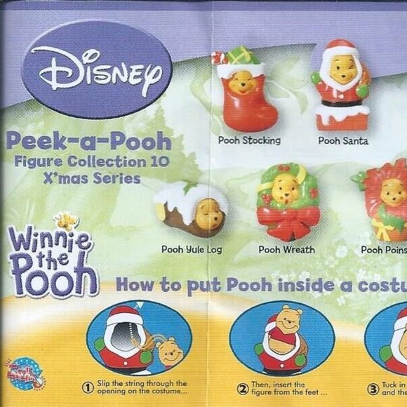 Winnie The Pooh Peek-a-Pooh Christmas #10 Pooh Santa Tomy Yujin Disney - Picture 3 of 4